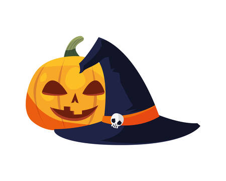 halloween pumpkins and hat costume vector illustrationのイラスト素材