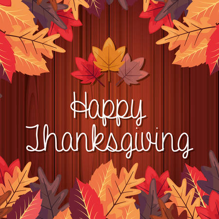 happy thanksgiving cute leaves decoration vector illustrationのイラスト素材