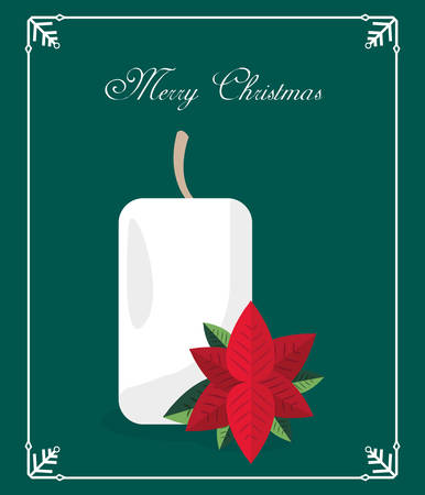 candle and flower poinsettia card merry christmas vector illustrationのイラスト素材