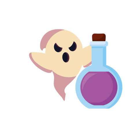 ghost and bottle potion halloween celebration vector illustrationのイラスト素材