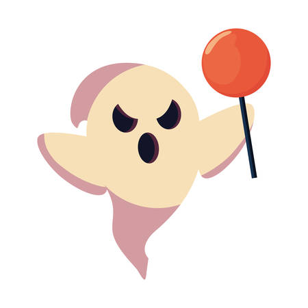 ghost with lollipop halloween celebration vector illustrationのイラスト素材