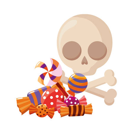skull and candies halloween celebration vector illustrationのイラスト素材