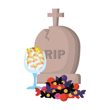 jelly candies gravestone happy halloween celebration vector illustrationのイラスト素材