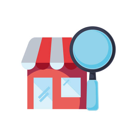 market and magnifying glass online shopping commerce vector illustrationのイラスト素材