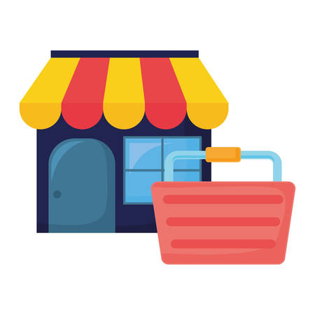 market and basket online shopping commerce vector illustrationのイラスト素材