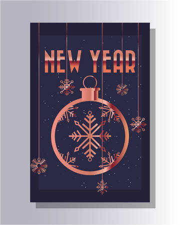 merry christmas snowflakes ball decoration new year vector illustrationのイラスト素材