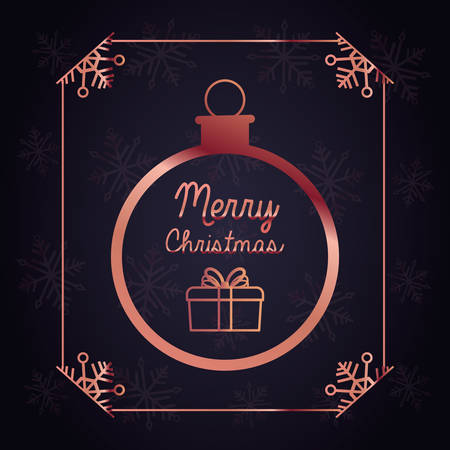 merry christmas snowflake frame ball gift box vector illustrationのイラスト素材
