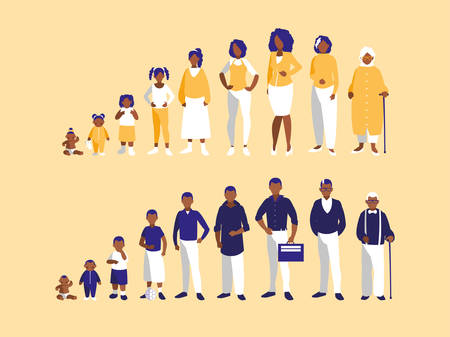 group of black family members characters vector illustration designのイラスト素材