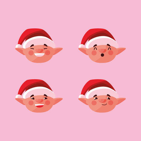 group head of helper santa claus for xmas vector illustration designのイラスト素材