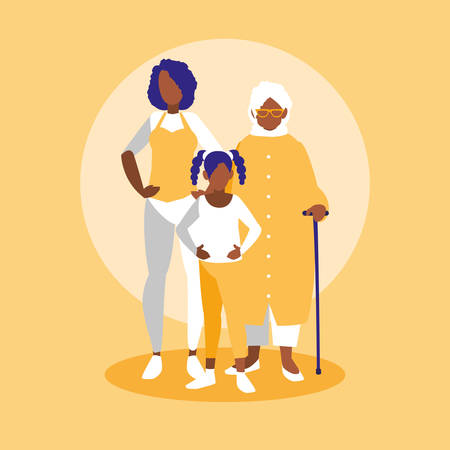 group of black family members characters vector illustration designのイラスト素材