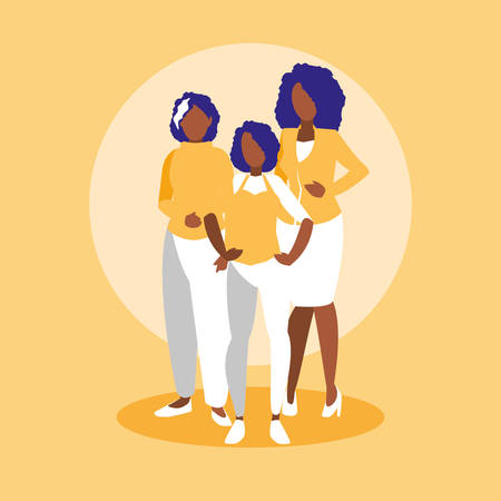 group of black family members characters vector illustration designのイラスト素材