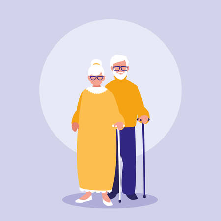 grandparents couple characters icon vector illustration designのイラスト素材