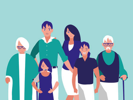 group of family members characters vector illustration designのイラスト素材