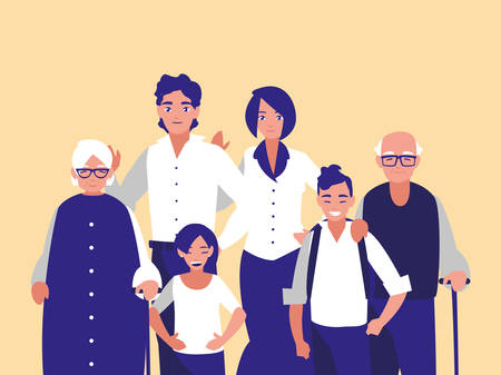 group of family members characters vector illustration designのイラスト素材