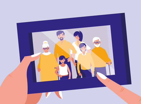 hands lifting portrait with family picture vector illustration designのイラスト素材