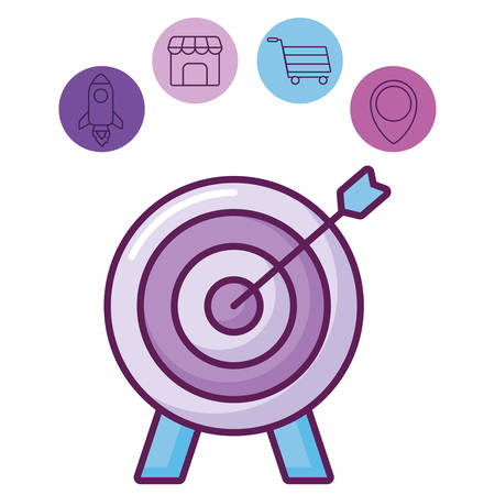 target and digital marketing related icons over white background, vector illustrationのイラスト素材