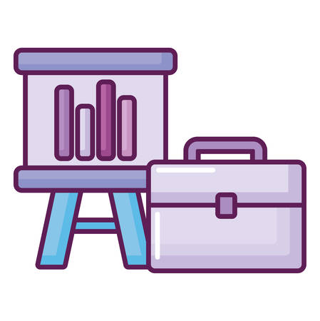 briefcase and presentation board over white background, vector illustrationのイラスト素材