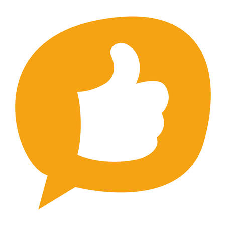 speech bubble with hand with thumb up over white background, vector illustrationのイラスト素材
