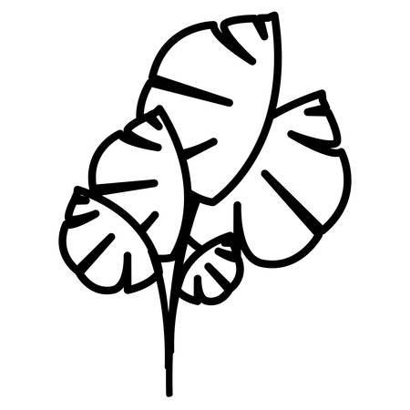 tropical leaves over white background, vector illustrationのイラスト素材