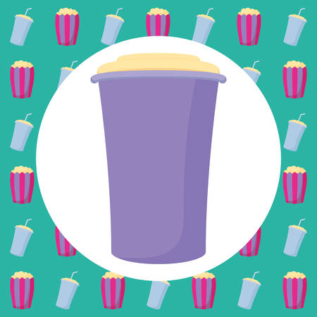 Drink cup icon over colorful background, vector illustrationのイラスト素材