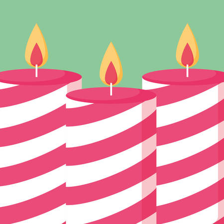 Chritsmas candles over green background, colorful design vector illustrationのイラスト素材