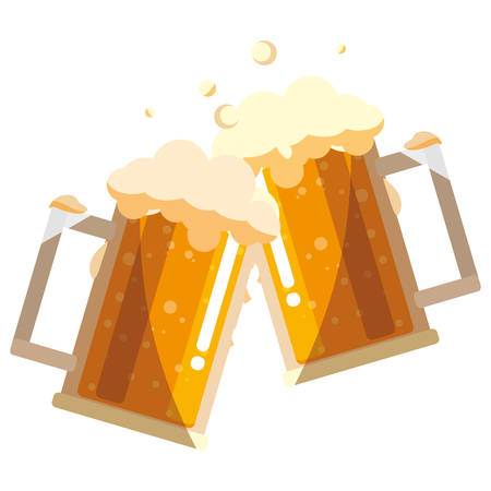 beer mug glasses icon over white background, vector illustrationのイラスト素材