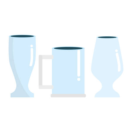 Beer glasses and mug over white background, vector illustrationのイラスト素材