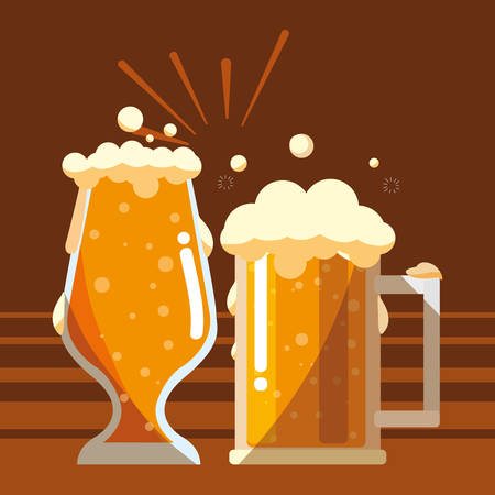 beer mug and glass icon over white background, vector illustrationのイラスト素材
