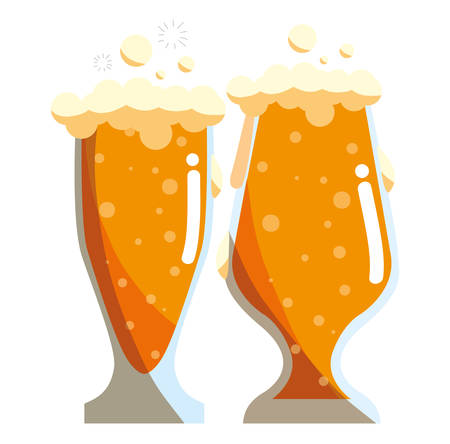 beer glasses icon over white background, vector illustrationのイラスト素材