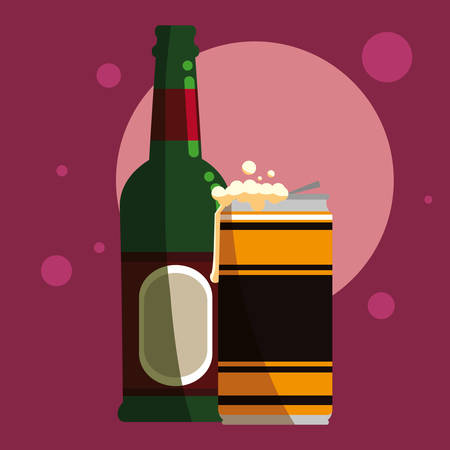 Beer bottle over white background, vector illustrationのイラスト素材