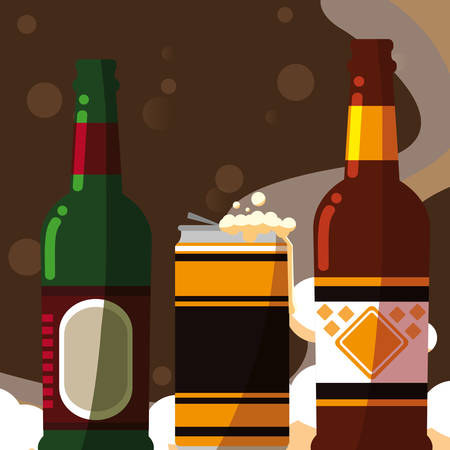 Beer bottle over white background, vector illustrationのイラスト素材
