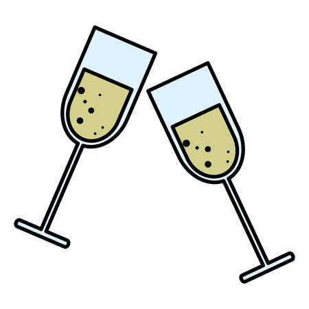 Champagne glasses over white background, vector illustrationのイラスト素材