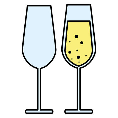 champagne glasses over white background, vector illustrationのイラスト素材