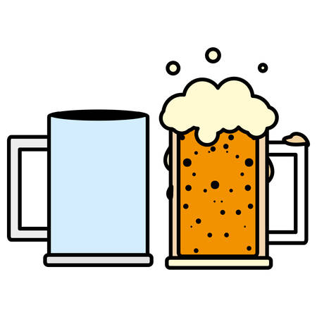 beer mug glasses icon over white background, vector illustrationのイラスト素材
