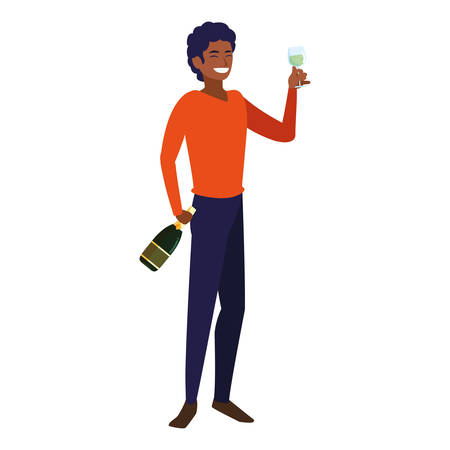 Happy man enjoying a alcohol drink over white background, colorful design, vector illustrationのイラスト素材