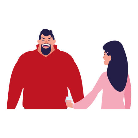 cartoon happy couple over white background, vector illustrationのイラスト素材