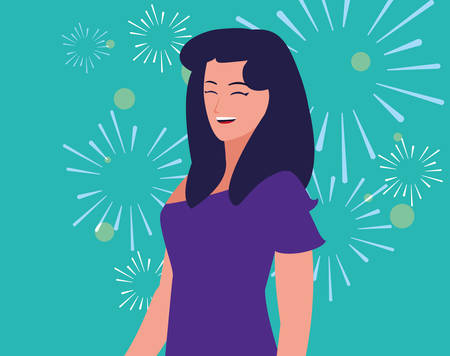 Cartoon woman wearing casual clothes over blue background, vector illustrationのイラスト素材