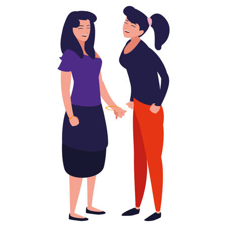 cartoon women having a conversation over white background, vector illustrationのイラスト素材