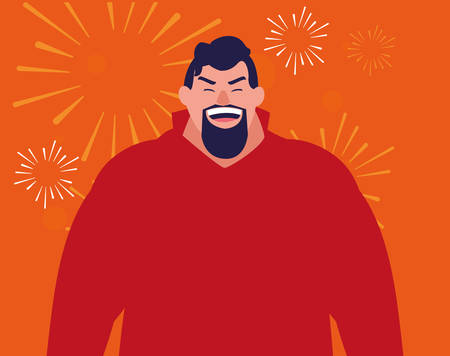 Cartoon man icon over orange  background, vector illustrationのイラスト素材