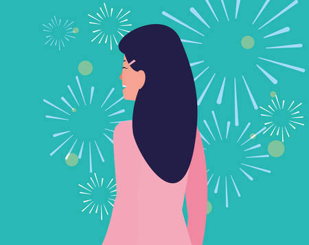 Cartoon woman wearing casual clothes over blue background, vector illustrationのイラスト素材