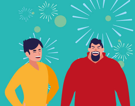cartoon happy men over blue background, vector illustrationのイラスト素材