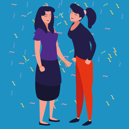 cartoon women having a conversation over white background, vector illustrationのイラスト素材