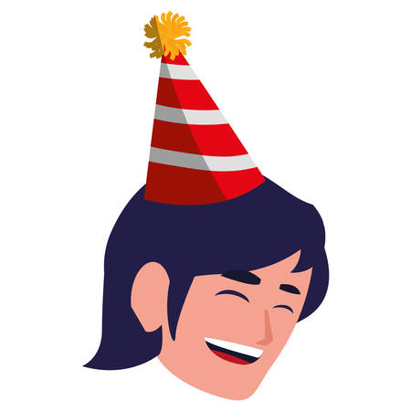 happy man with party hat over white background, vector illustrationのイラスト素材