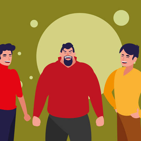 cartoon men in a party over green background, vector illustrationのイラスト素材