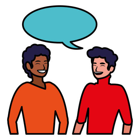 two men having a conversation over white background, vector illustrationのイラスト素材