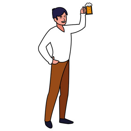 Happy man enjoying a alcohol drink over white background, vector illustrationのイラスト素材