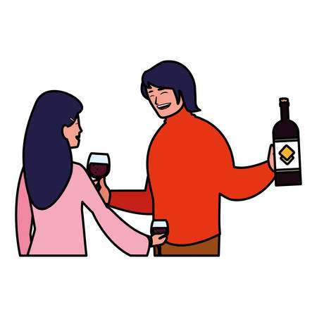 cartoon happy couple over white background, vector illustrationのイラスト素材