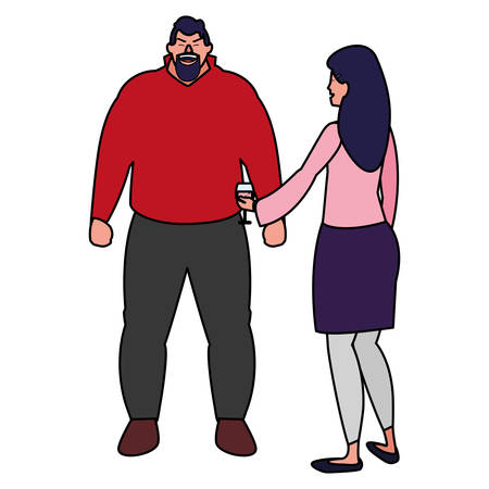 cartoon happy couple over white background, vector illustrationのイラスト素材