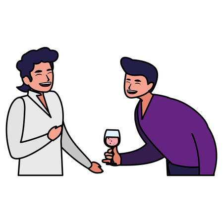 cartoon men having fun time with alcohol drinks over white background, vector illustrationのイラスト素材