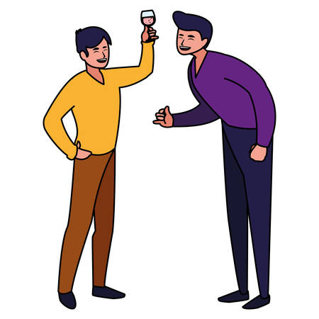cartoon happy men over white background, vector illustrationのイラスト素材